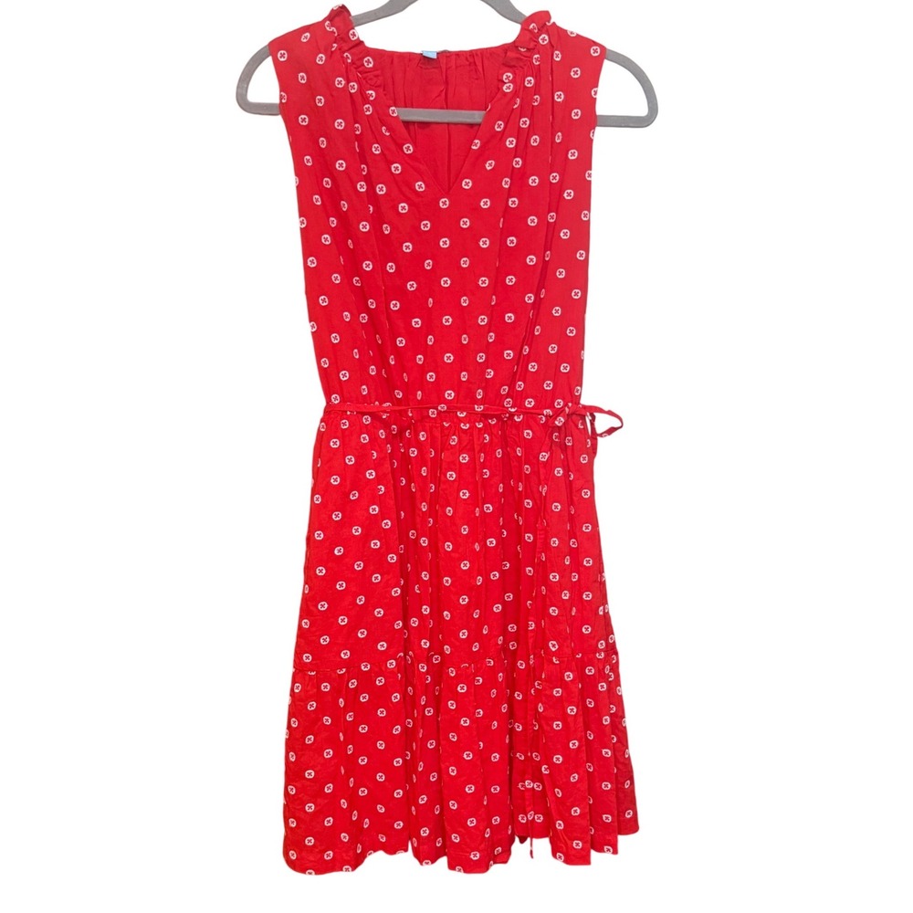Draper James‎ RSVP Dress Red White Print Large Red Excellent Sleeveless Tiered